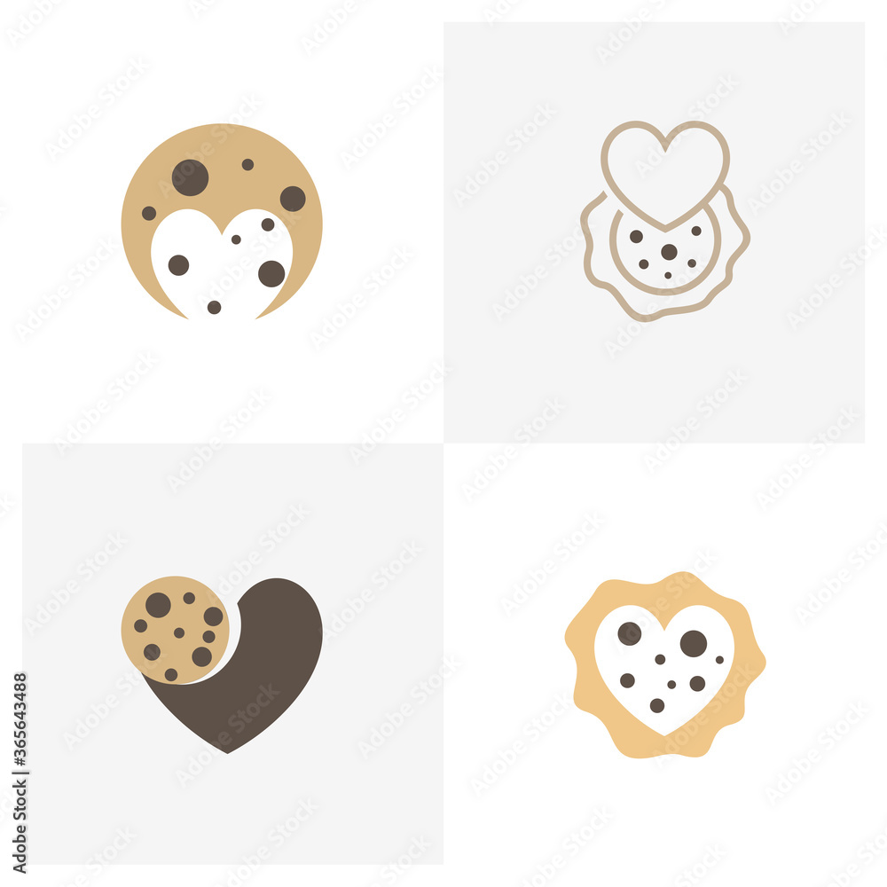 Set of Love Cookies Logo Design Vector Template, Icon Symbol, Creative design concepts Set of Love Cookies Logo Design Vector Template, Icon Symbol, Creative design concepts