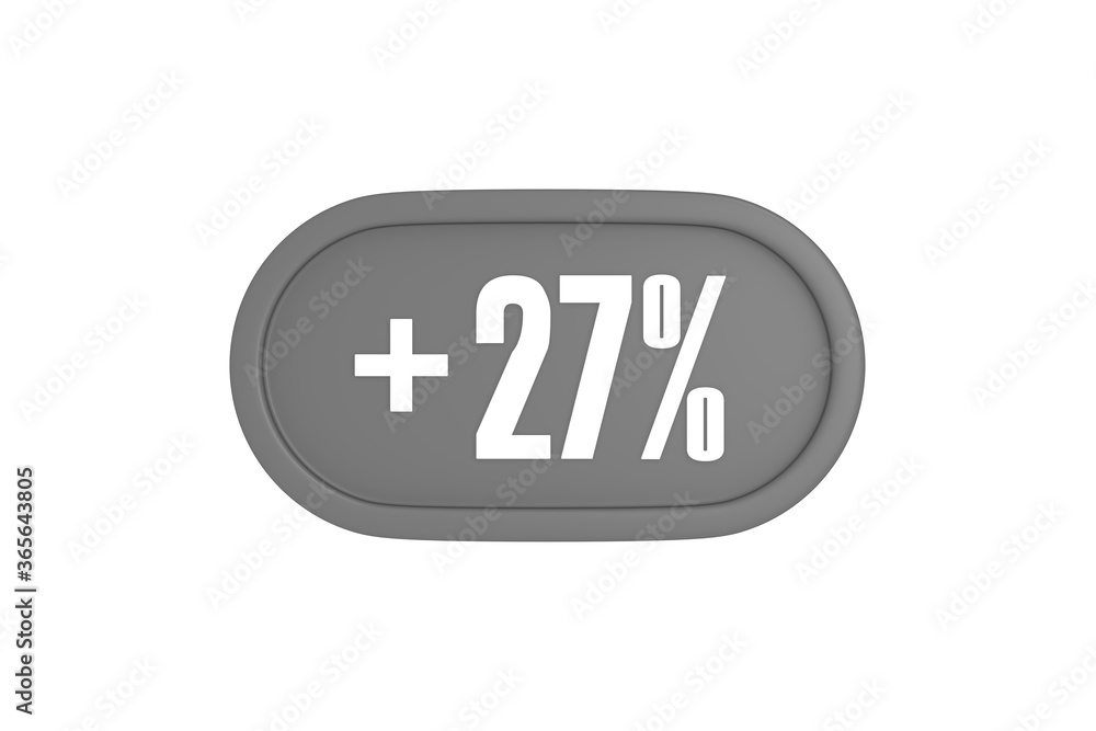 27 Percent increase 3d sign in grey color isolated on white background, 3d illustration. 27 Percent increase 3d sign in grey color isolated on white background, 3d illustration.