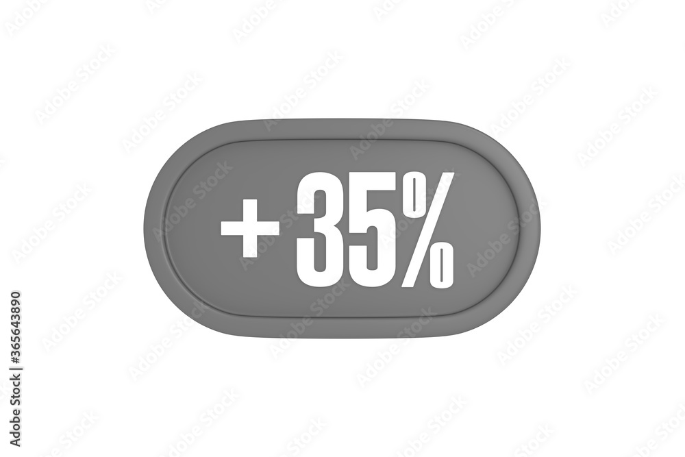 35 Percent increase 3d sign in grey color isolated on white background, 3d illustration. 35 Percent increase 3d sign in grey color isolated on white background, 3d illustration.