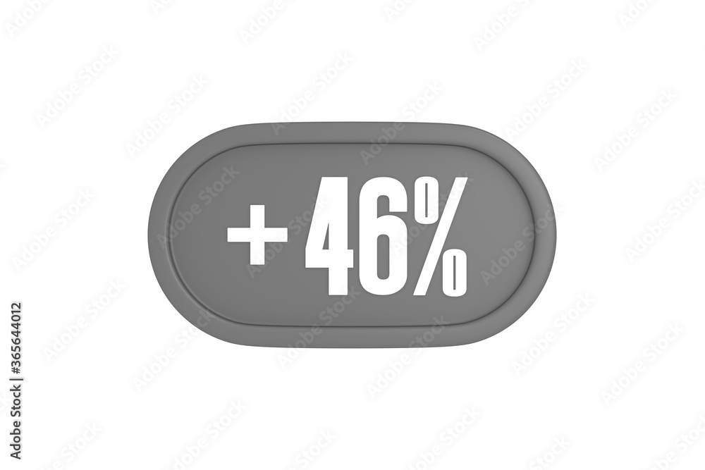 46 Percent increase 3d sign in grey color isolated on white background, 3d illustration. 46 Percent increase 3d sign in grey color isolated on white background, 3d illustration.