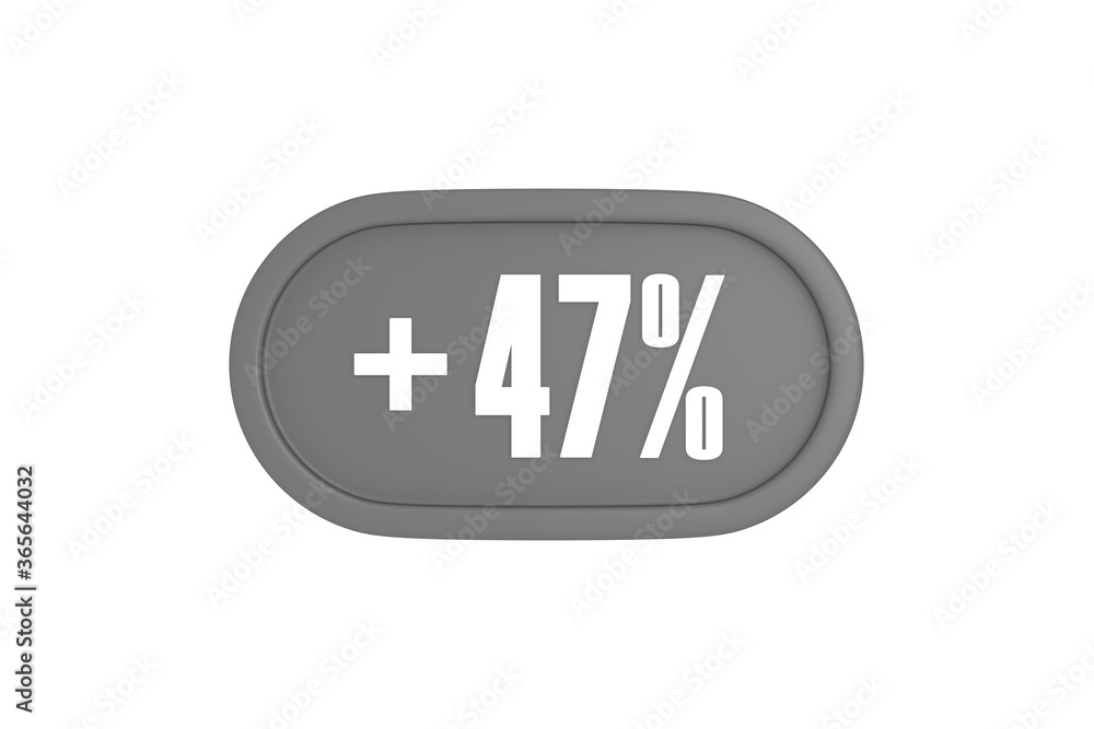 47 Percent increase 3d sign in grey color isolated on white background, 3d illustration. 47 Percent increase 3d sign in grey color isolated on white background, 3d illustration.