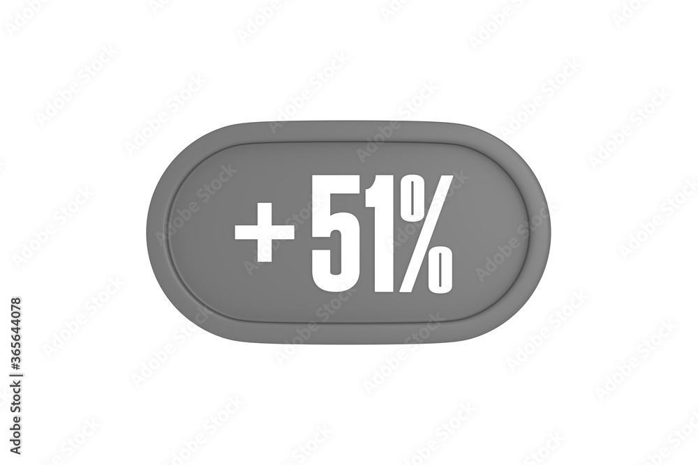 51 Percent increase 3d sign in grey color isolated on white background, 3d illustration. 51 Percent increase 3d sign in grey color isolated on white background, 3d illustration.