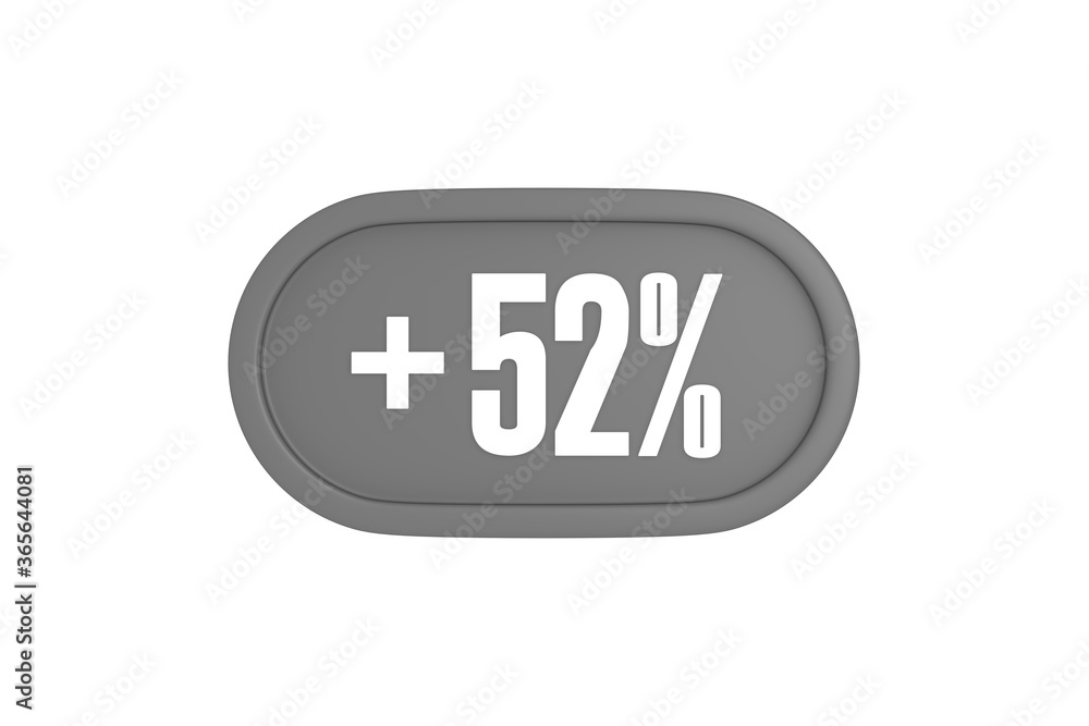 52 Percent increase 3d sign in grey color isolated on white background, 3d illustration. 52 Percent increase 3d sign in grey color isolated on white background, 3d illustration.