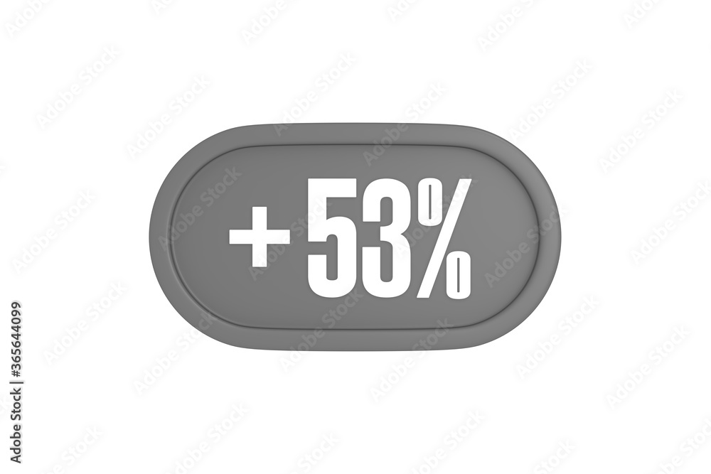 53 Percent increase 3d sign in grey color isolated on white background, 3d illustration. 53 Percent increase 3d sign in grey color isolated on white background, 3d illustration.