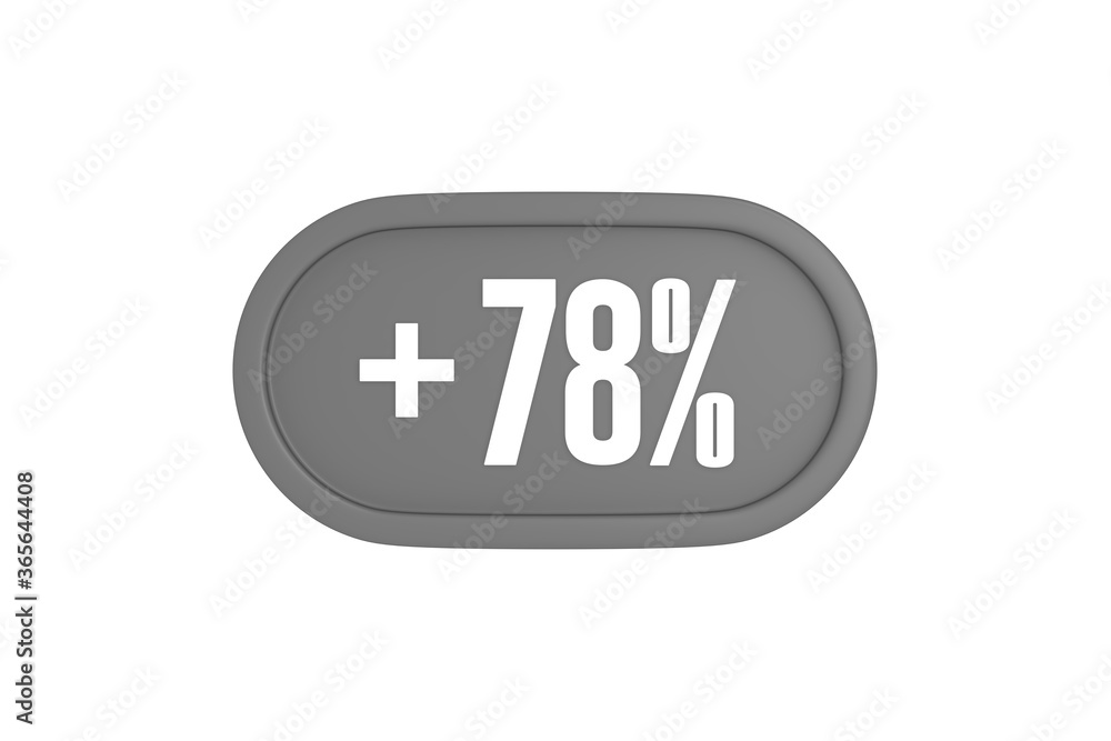 78 Percent increase 3d sign in grey color isolated on white background, 3d illustration. 78 Percent increase 3d sign in grey color isolated on white background, 3d illustration.