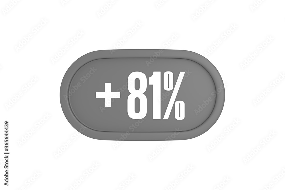 81 Percent increase 3d sign in grey color isolated on white background, 3d illustration. 81 Percent increase 3d sign in grey color isolated on white background, 3d illustration.