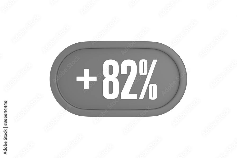 82 Percent increase 3d sign in grey color isolated on white background, 3d illustration. 82 Percent increase 3d sign in grey color isolated on white background, 3d illustration.