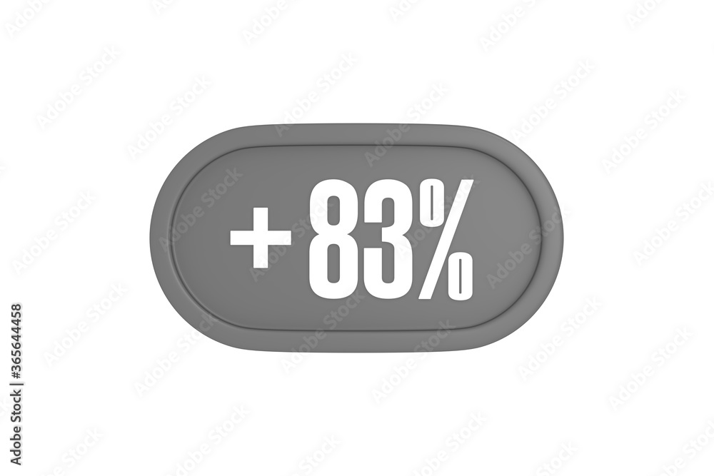 83 Percent increase 3d sign in grey color isolated on white background, 3d illustration. 83 Percent increase 3d sign in grey color isolated on white background, 3d illustration.