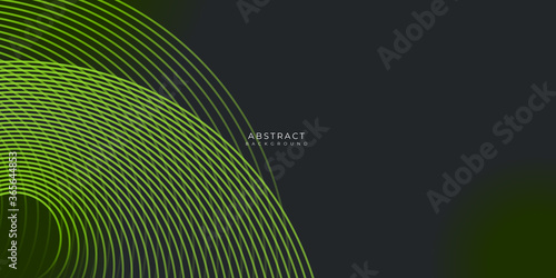 Abstract green black grey wavy circle lines presentation  background