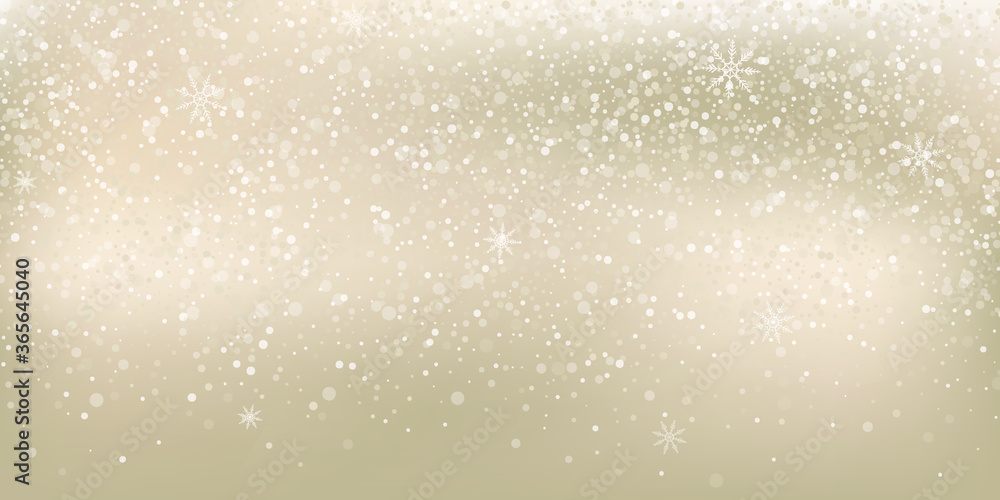 Snowflakes. Snow, snowfall. Falling scattered white snowflakes on a gradient background. Vector