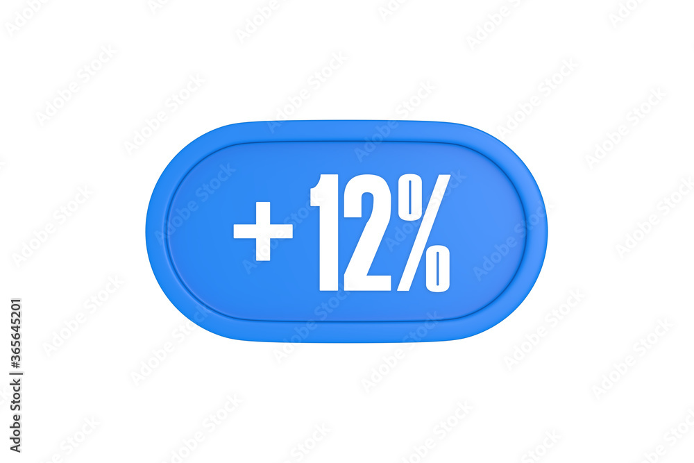 12 Percent increase 3d sign in light blue color isolated on white background, 3d illustration. 12 Percent increase 3d sign in light blue color isolated on white background, 3d illustration.