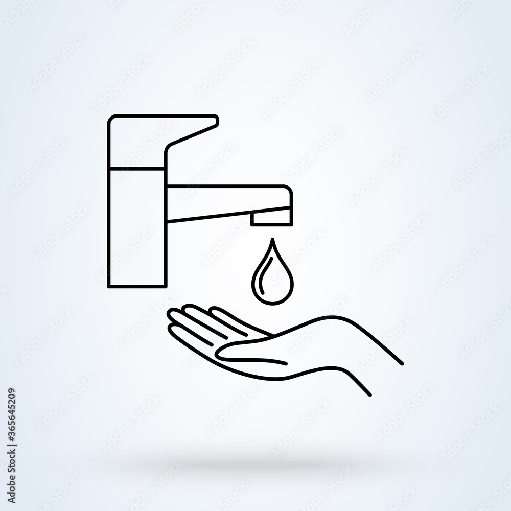 Wash your hands vector illustration in line design style. Perfect icon for prevention of virus infection, sanitary and hygiene concept.