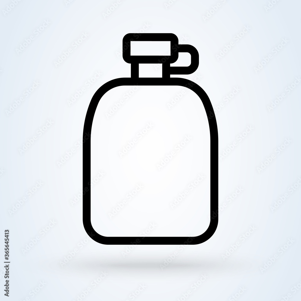 Army water canteen icon illustration in line design style. Water container, flask symbol. Army water canteen icon illustration in line design style. Water container, flask symbol.