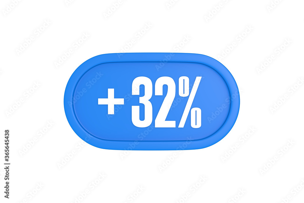 32 Percent increase 3d sign in light blue color isolated on white background, 3d illustration. 32 Percent increase 3d sign in light blue color isolated on white background, 3d illustration.