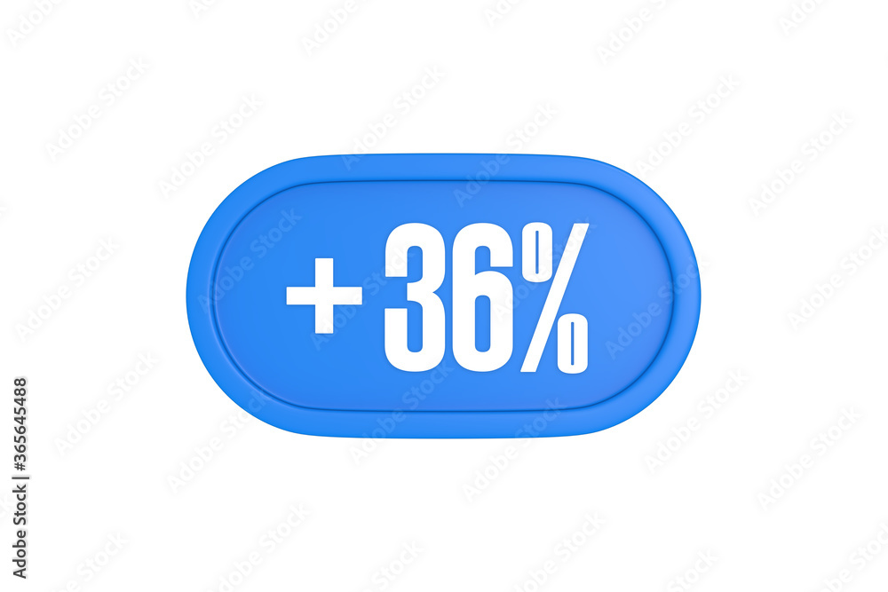 36 Percent increase 3d sign in light blue color isolated on white background, 3d illustration. 36 Percent increase 3d sign in light blue color isolated on white background, 3d illustration.