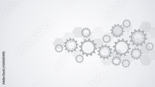 Cogs and gear wheel mechanisms. Hi-tech digital technology and engineering. Abstract technical background. photo