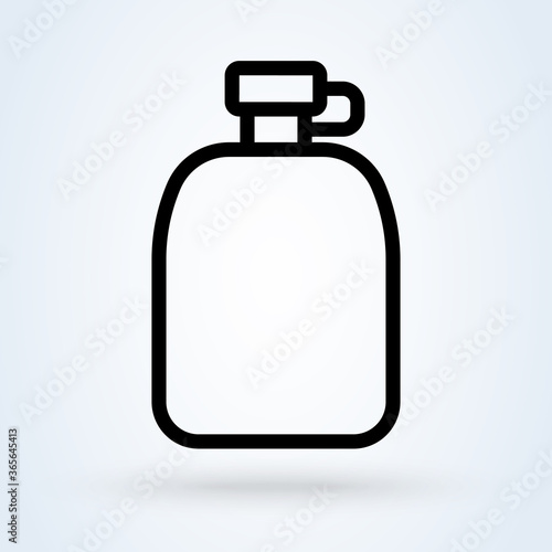 Army water canteen icon illustration in line design style. Water container, flask symbol.