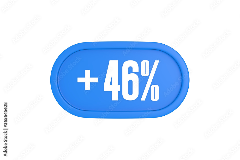 46 Percent increase 3d sign in light blue color isolated on white background, 3d illustration. 46 Percent increase 3d sign in light blue color isolated on white background, 3d illustration.