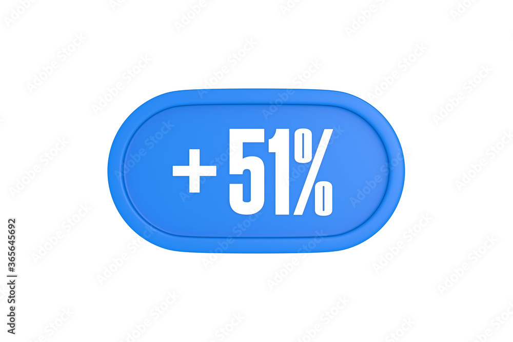 51 Percent increase 3d sign in light blue color isolated on white background, 3d illustration. 51 Percent increase 3d sign in light blue color isolated on white background, 3d illustration.