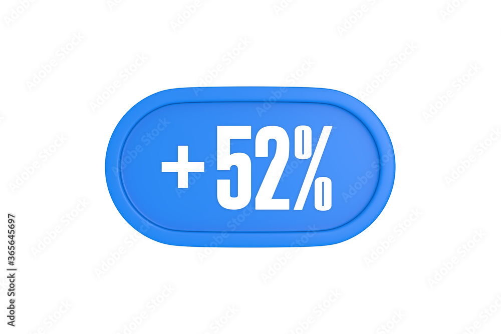 52 Percent increase 3d sign in light blue color isolated on white background, 3d illustration. 52 Percent increase 3d sign in light blue color isolated on white background, 3d illustration.