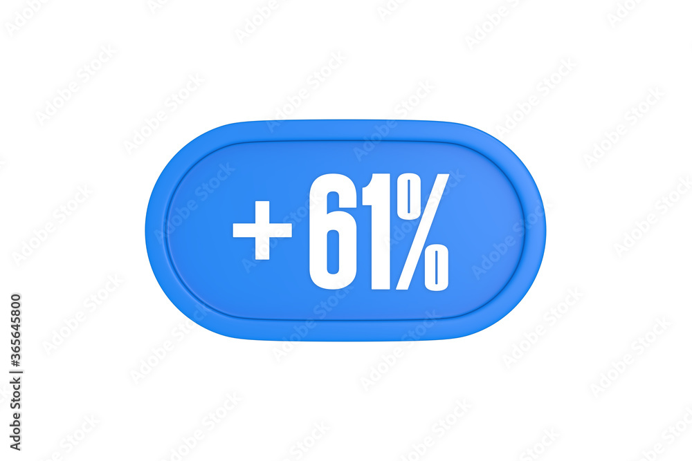 61 Percent increase 3d sign in light blue color isolated on white background, 3d illustration. 61 Percent increase 3d sign in light blue color isolated on white background, 3d illustration.