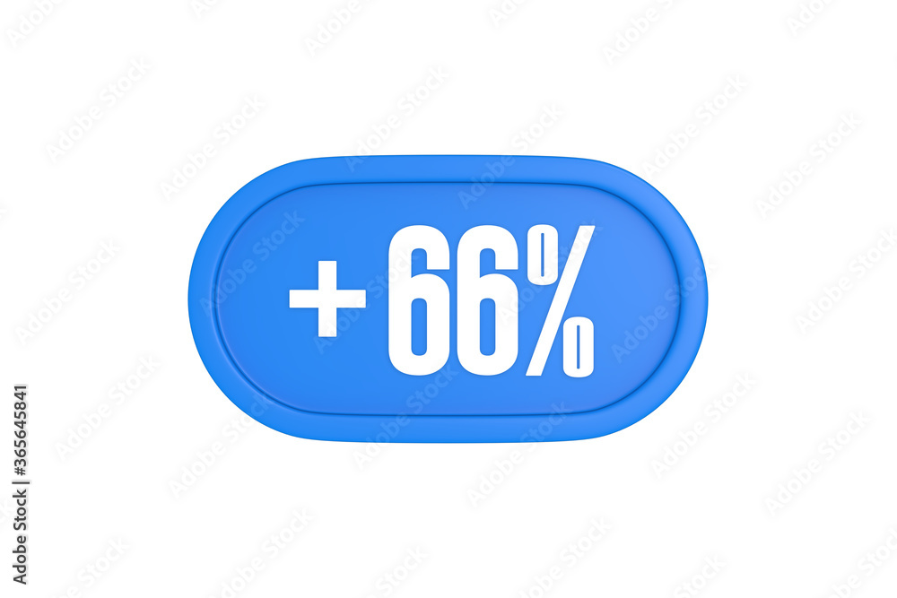 66 Percent increase 3d sign in light blue color isolated on white background, 3d illustration. 66 Percent increase 3d sign in light blue color isolated on white background, 3d illustration.