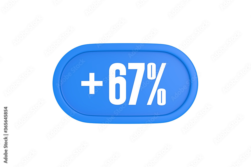 67 Percent increase 3d sign in light blue color isolated on white background, 3d illustration. 67 Percent increase 3d sign in light blue color isolated on white background, 3d illustration.