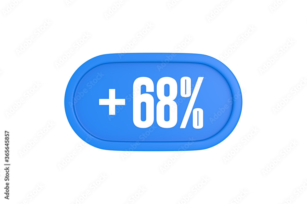 68 Percent increase 3d sign in light blue color isolated on white background, 3d illustration. 68 Percent increase 3d sign in light blue color isolated on white background, 3d illustration.
