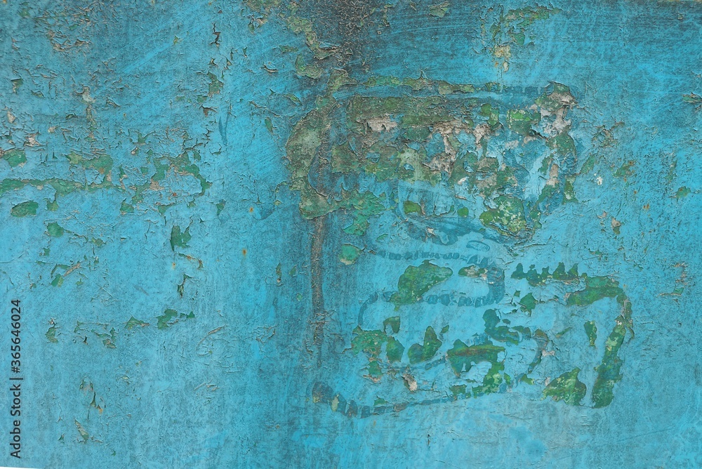 blue metal texture from an old iron wall with gray scuffs