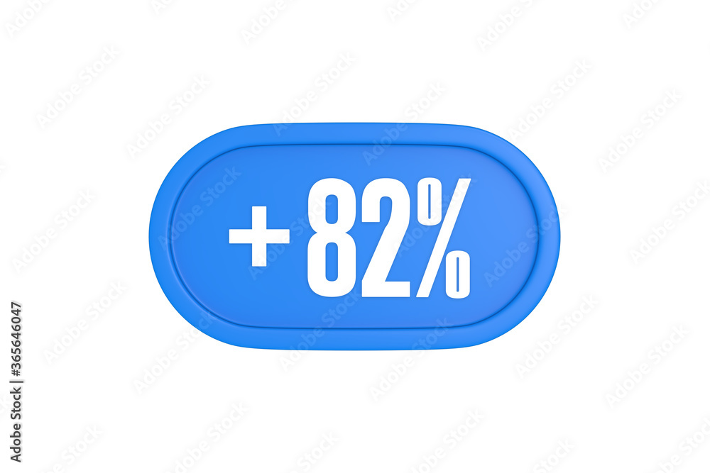 82 Percent increase 3d sign in light blue color isolated on white background, 3d illustration. 82 Percent increase 3d sign in light blue color isolated on white background, 3d illustration.