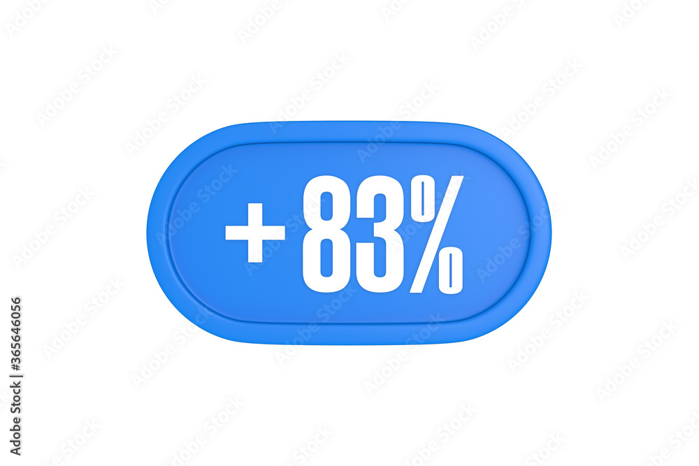83 Percent increase 3d sign in light blue color isolated on white background, 3d illustration. 83 Percent increase 3d sign in light blue color isolated on white background, 3d illustration.