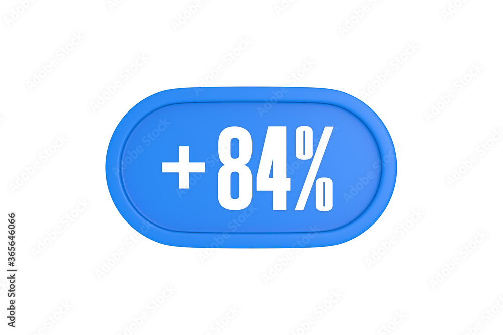 84 Percent increase 3d sign in light blue color isolated on white background, 3d illustration. 84 Percent increase 3d sign in light blue color isolated on white background, 3d illustration.
