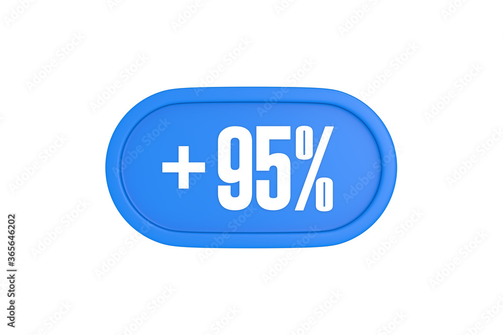 95 Percent increase 3d sign in light blue color isolated on white background, 3d illustration. 95 Percent increase 3d sign in light blue color isolated on white background, 3d illustration.