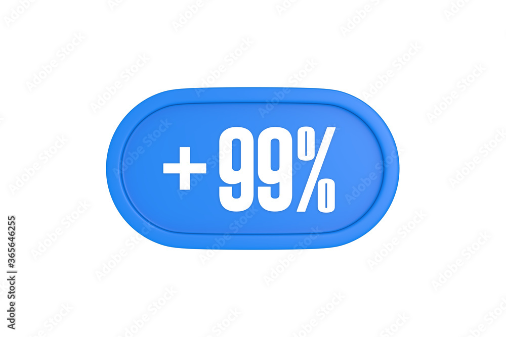 99 Percent increase 3d sign in light blue color isolated on white background, 3d illustration. 99 Percent increase 3d sign in light blue color isolated on white background, 3d illustration.