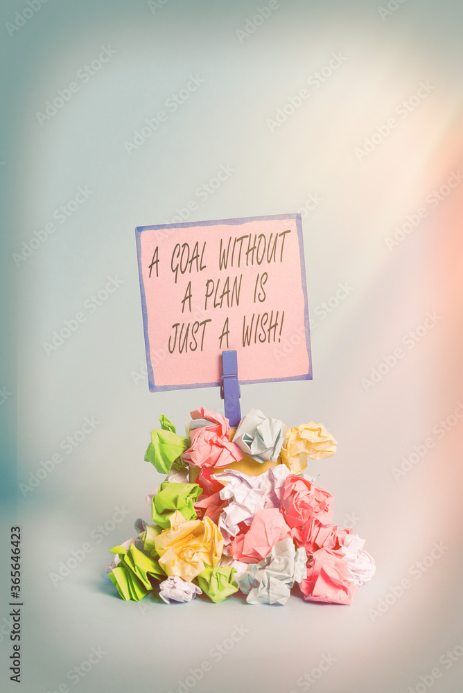 Fotografie Writing note showing A Goal Without A Plan Is Just A Wish