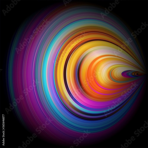 Abstract 3d circle illustration background with glowing lines and curvy colorful