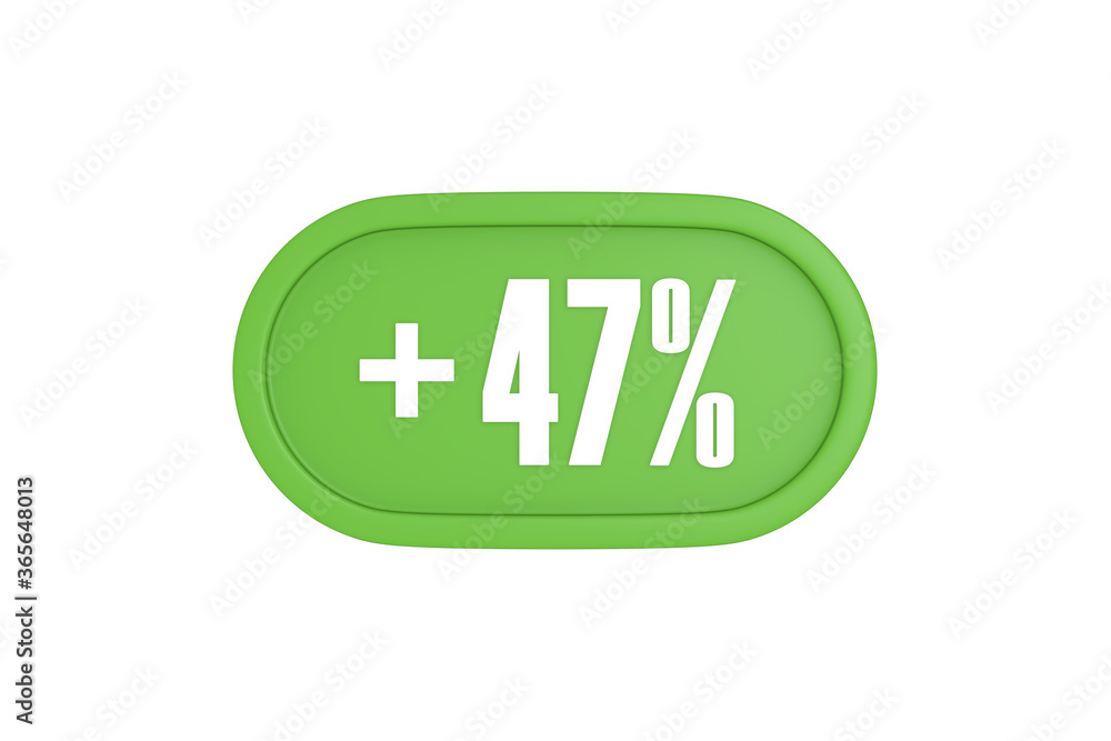 47 Percent increase 3d sign in light green color isolated on white background, 3d illustration. 47 Percent increase 3d sign in light green color isolated on white background, 3d illustration.