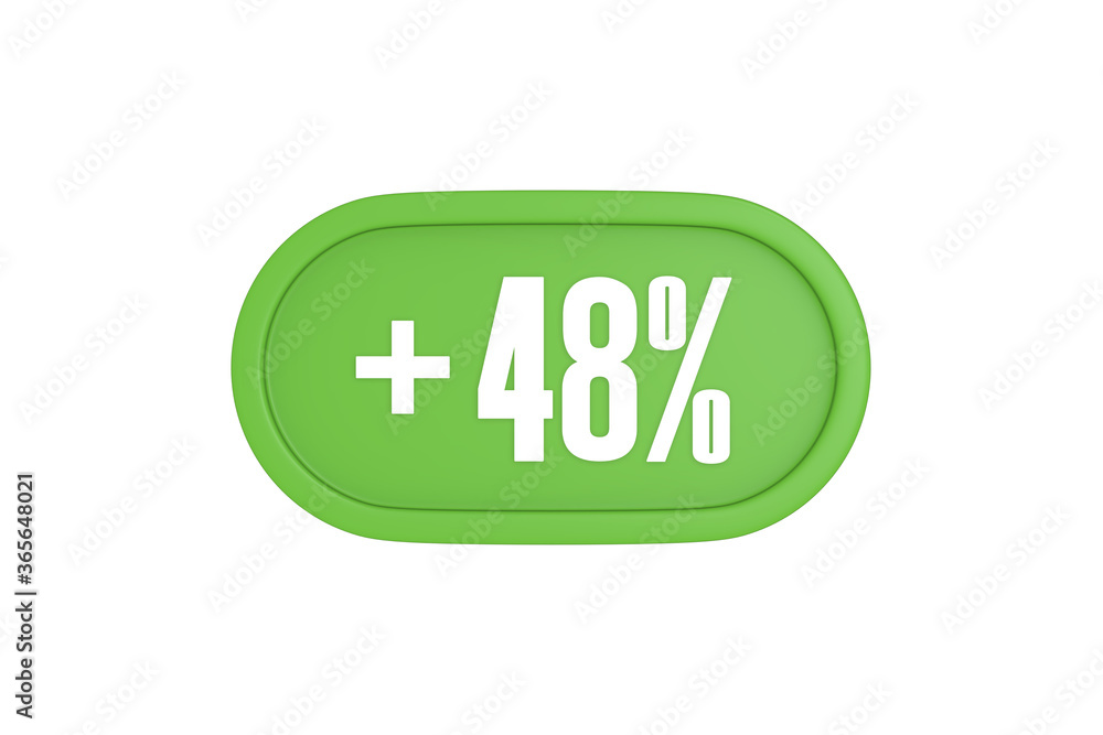 48 Percent increase 3d sign in light green color isolated on white background, 3d illustration. 48 Percent increase 3d sign in light green color isolated on white background, 3d illustration.