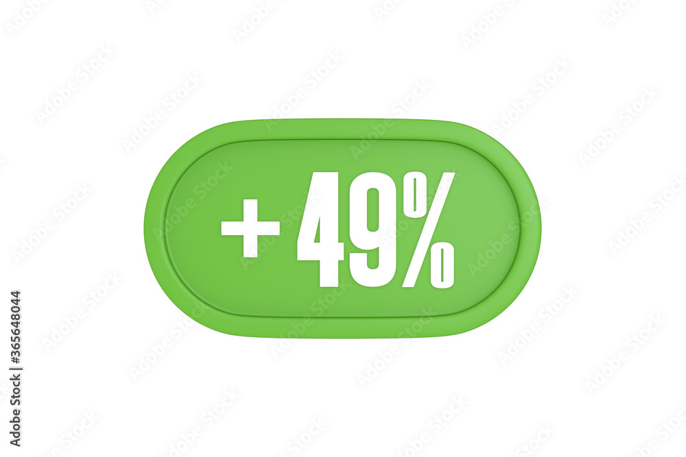 49 Percent increase 3d sign in light green color isolated on white background, 3d illustration. 49 Percent increase 3d sign in light green color isolated on white background, 3d illustration.