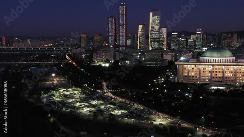 a city shot by a drone at night