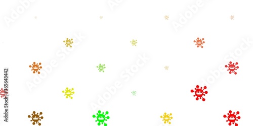 Light green  red vector backdrop with virus symbols.