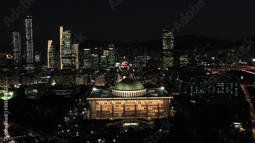 a city shot by a drone at night