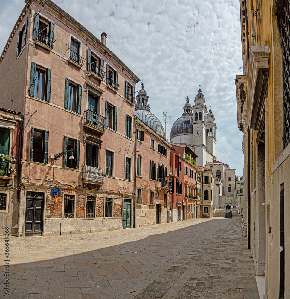 City scene of Venice during Covid-19 lockdown without visitors at daytime in 2020