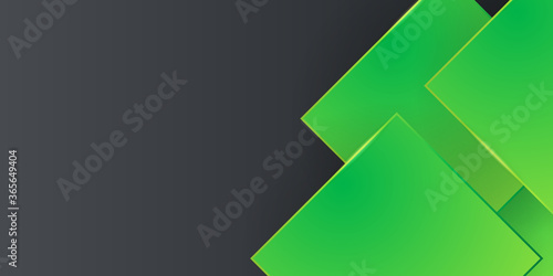 Abstract 3d presentation background with green and dark gray black paper layers