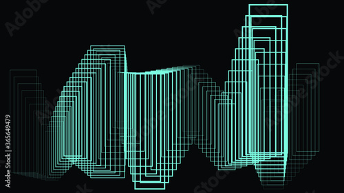 Rectangles in tunnel form logo . vector blend tool pipe . tube design element