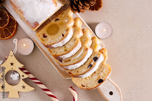 christmas cake with marzipan - stollen photo