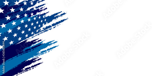 Fototapeta Blue abstract background with brushes flag and stars