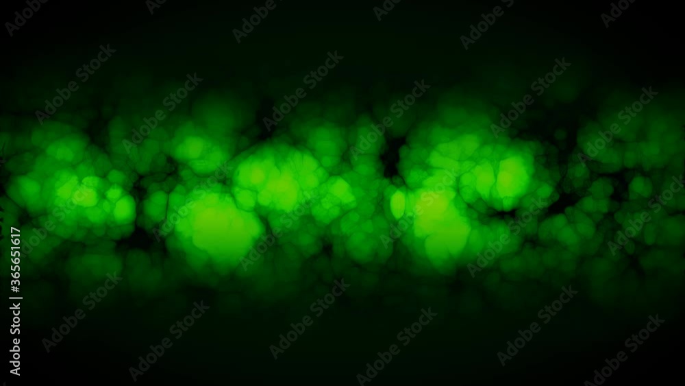 A green fractal cloud slowly morphs shape over time against a dark background. A green fractal cloud slowly morphs shape over time against a dark background.