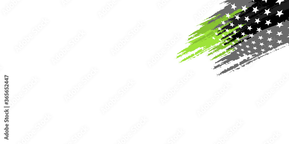 Obraz premium Green black white abstract presentation background with brushes paint and star. Simple green white abstract background geometry shine and layer element vector for presentation design.