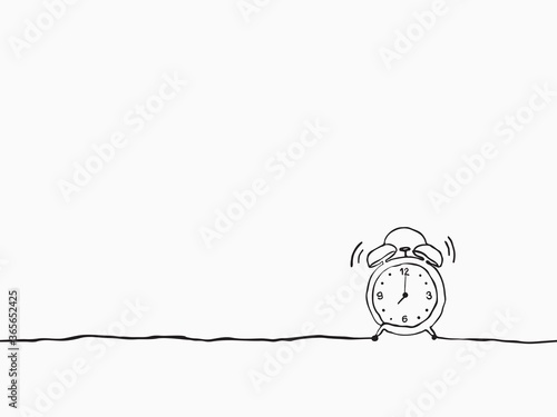 simple childish hand drawn continuous line art clock symbols wake up seamless background, wallpaper, pattern, banner, label, texture, vector design